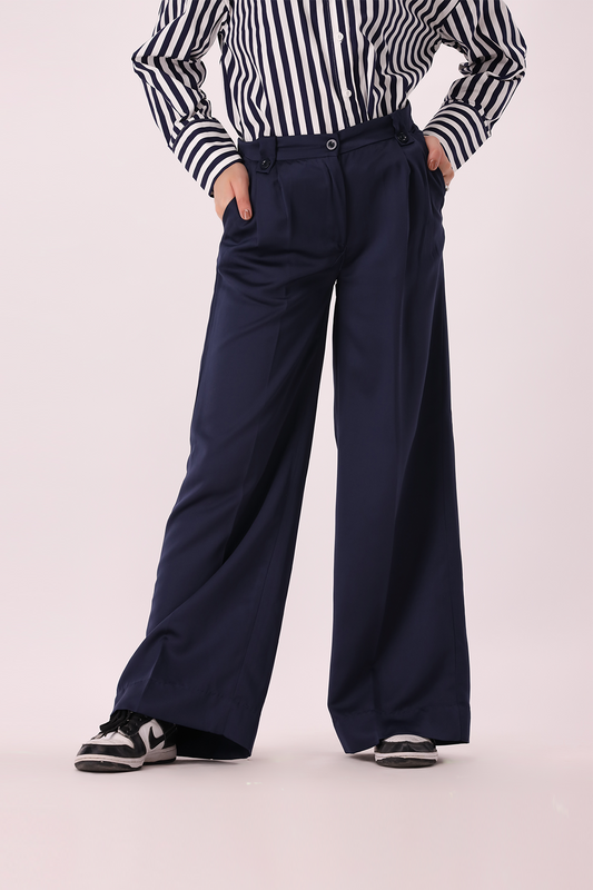 Adonisarc Women Navy Wide-Leg Trouser - Adonisarc.com