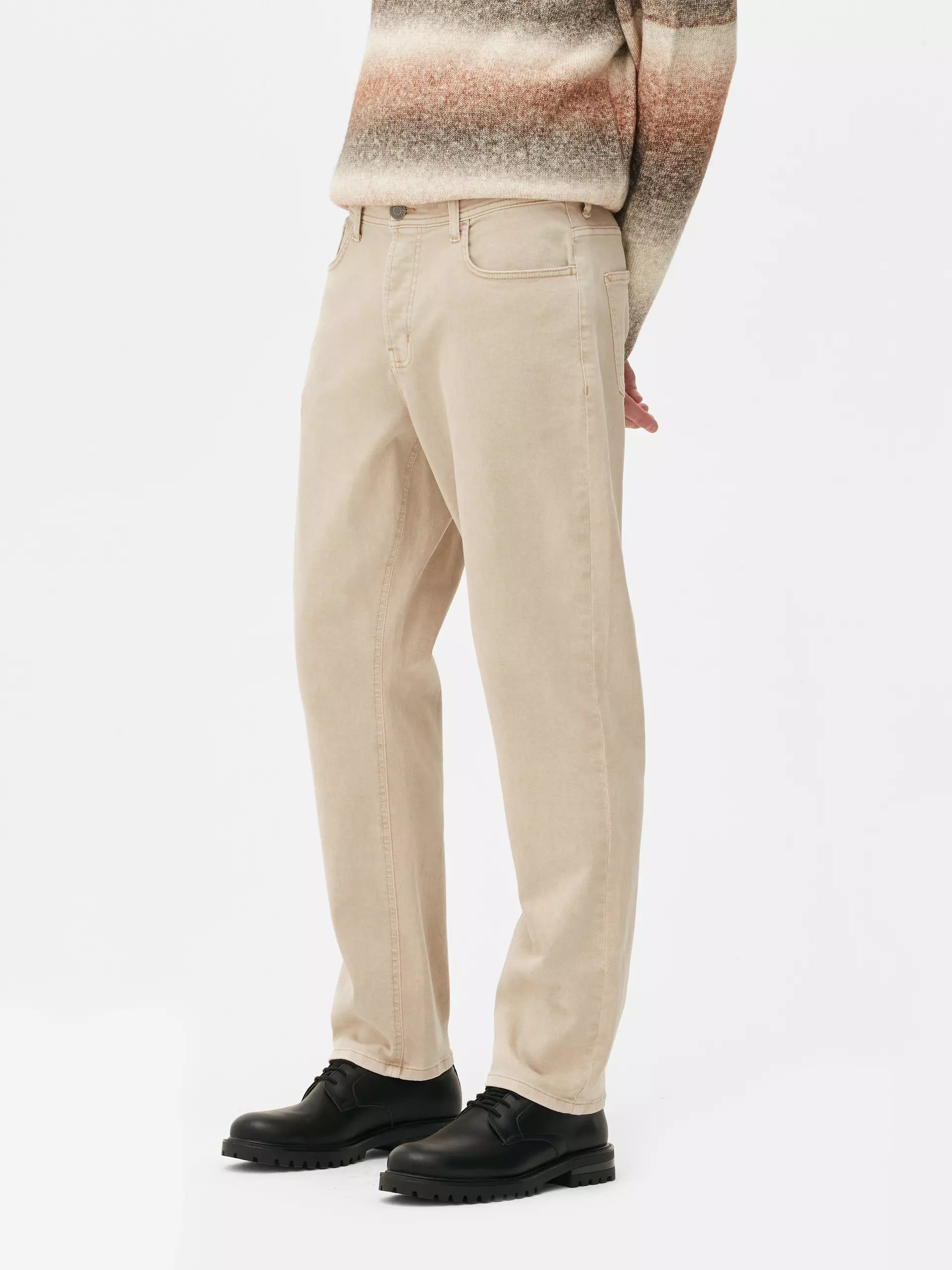 Adonisarc Men Straight Fit Beige Jeans - Adonisarc.com