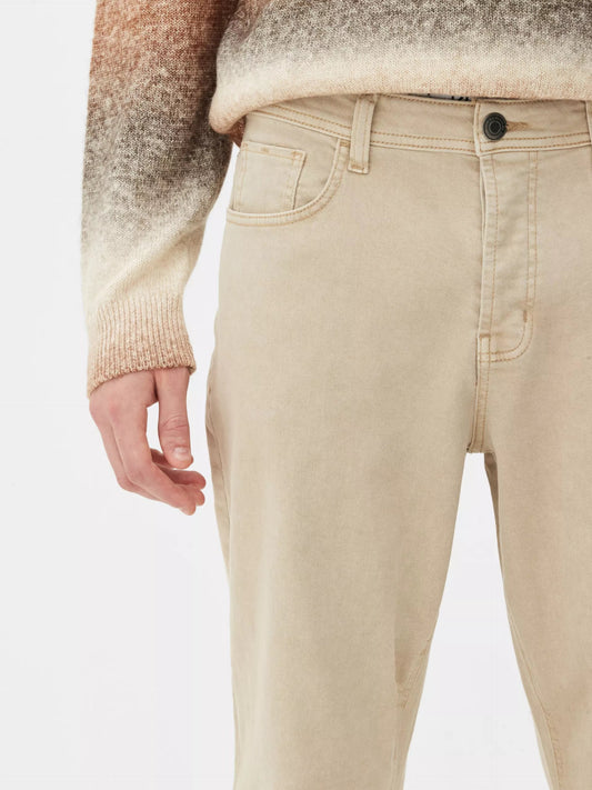 Adonisarc Men Straight Fit Beige Jeans - Adonisarc.com